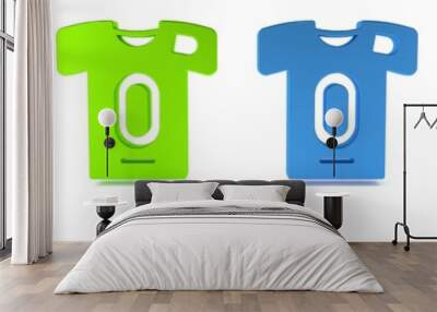 Colorful Football jersey and t-shirt icon isolated on white background. Minimalism concept. 3D render illustration Wall mural