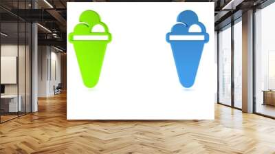 Colorful Ice cream in waffle cone icon isolated on white background. Sweet symbol. Minimalism concept. 3D render illustration Wall mural