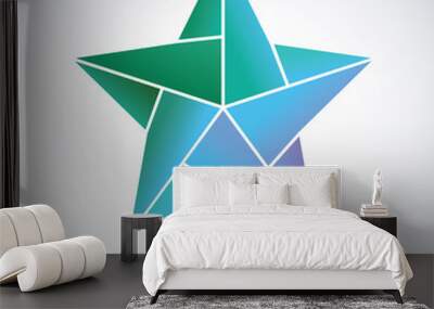 Colorful origami star on the gray background Wall mural