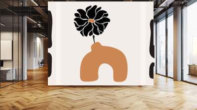 Abstract groovy floral posters. Modern trendy Matisse minimal style. Hand drawn design for wallpaper, wall decor, print, postcard, cover, template, banner. Wall mural