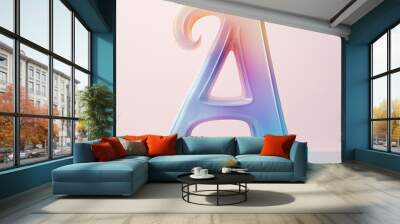 Dreamy pastel frosted glass letter A. Colorful bright letters for inscriptions. Children's font in cartoon style. For birthdays and children's holidays. Wall mural