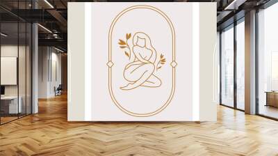 Vector butterfly abstract modern logo design templates in trendy linear style in golden colors - luxury and jewelry concepts for exclusive services and products, beauty and spa industry Wall mural