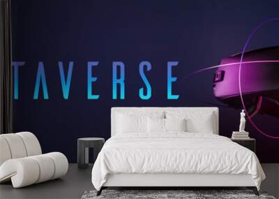 Metaverse. Digital reality that combines social media, online gaming, augmented reality (AR), virtual reality (VR), and cryptocurrencies to allow users to interact virtually. Wall mural