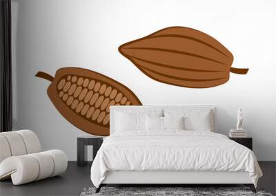 Doodle cocoa set icon isolated on white. Stencil chocolate food. Vector stock illustration. EPS 10 Wall mural