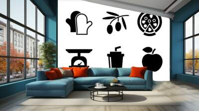 Doodle food set icon isolated. Stencil clipart Vector stock illustration. EPS 10 Wall mural