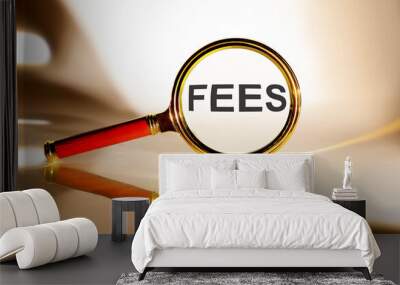 FEES concept. Magnifier glass with text on white background in sunlight. Wall mural