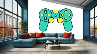 Filled outline Game controller or joystick for game console icon isolated on white background. Vector Wall mural