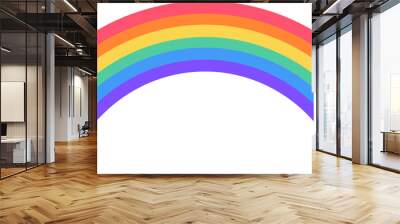 Flat wide rainbow arc shape. Half circle, bright spectrum colors. Colorful striped pattern Wall mural