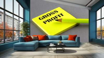 GROSS PROFIT text written on a sticky on grey background Wall mural