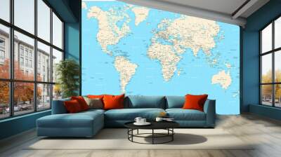 Highly detailed World Map vector illustration Wall mural