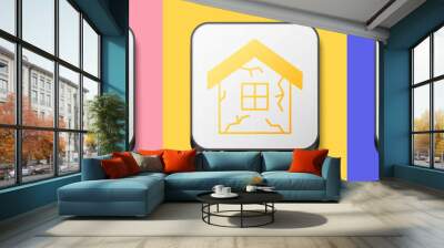 Isometric House icon isolated on pink, yellow and blue background. Insurance concept. Security, safety, protection, protect concept. Square button. Vector Wall mural