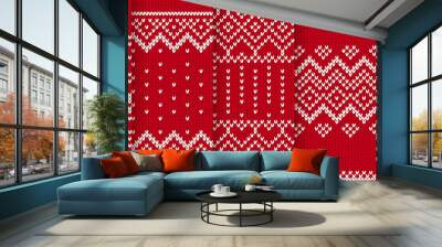 Knit red print. Christmas seamless pattern. Vector illustration. Wall mural