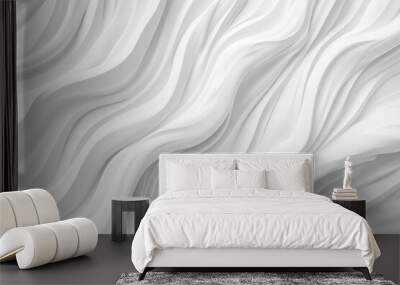 Minimalistic white background with wavy lines and shadows. Modern architecture backdrop with copy space. Wall mural