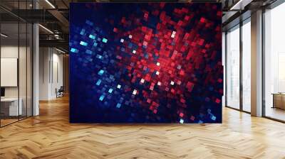 Modern geometric abstract illustration in blue-red colors, pixel art. Generative AI Wall mural