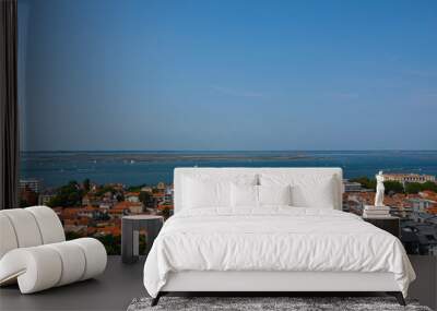 panorama of a seaside town against the backdrop of the sea Wall mural