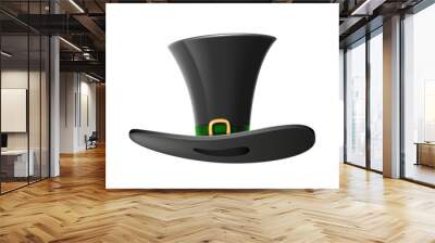 Black cylinder magician hat realistic template. Traditional wizard headdress for magic focus Wall mural