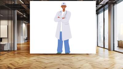 Doctor in uniform character rescuer team medical clinic staff isolated on white background Wall mural