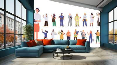 Group of people cartoon characters presenting diverse job occupation and labor work isolated set Wall mural