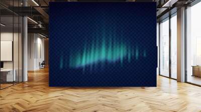 Northern lights. Realistic aurora borealis amazing polar lights on night black sky Wall mural