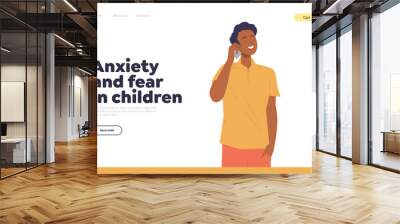 Online mobile consultation by mobile phone to solve anxiety and fear in children landing page Wall mural