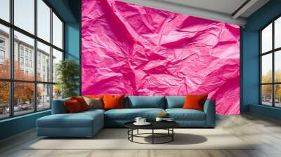 pink crumpled paper background, backing, background for creativity Wall mural