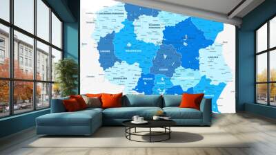 Poland Map and Flag - Administrative Map (voivodeships) Wall mural