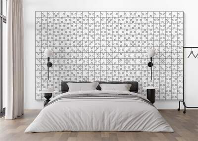 Puzzle pieces set. Jigsaw outline grid. Scheme of thinking game. Modern background with mosaic shapes. Simple frame tiles. Cutting template with 375 details. Vector illustration. Wall mural