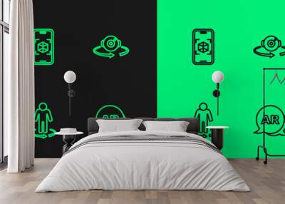 Set line Augmented reality AR, 3d modeling, and 360 degree view icon. Vector Wall mural