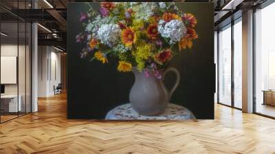 Still life with bouquet of summer flowers Wall mural