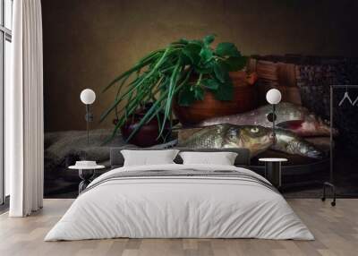 Still life with fish Wall mural