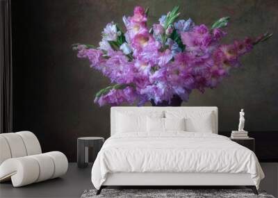 Still life with splendid bouquet of  gladiolus flowers Wall mural