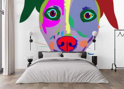 Vector image of multicolor dog in pop style. Wall mural