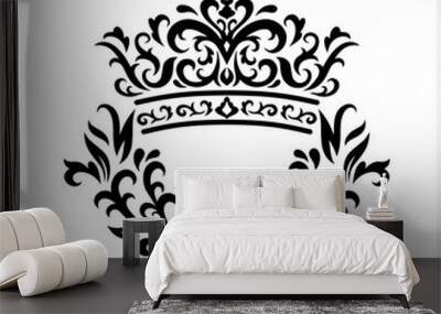 Vintage crown with wtearh isolated on white. Royal icon. Vector stock illustration. EPS 10 Wall mural