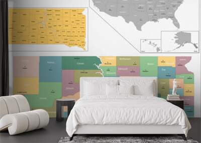 South Dakota map Wall mural