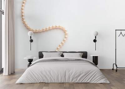 Pearls on white background Wall mural