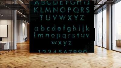 english alphabet and digits in circuit board style Wall mural