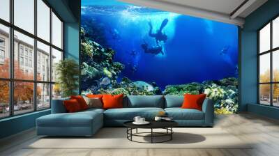 underwater world scuba divers Wall mural