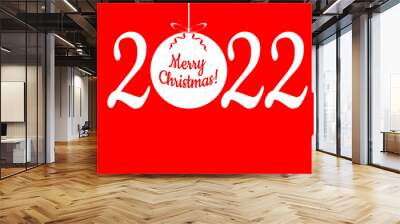 merry christmas red card 2022 Wall mural