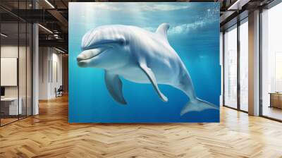 Dolphin swims underwater Wall mural