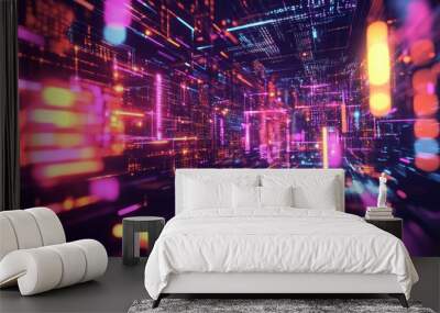 Abstract Digital  Network Wall mural