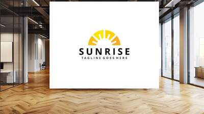 Illustration sun or sunlight sunset sunrise bright yellow sign outdoors logo design template Wall mural