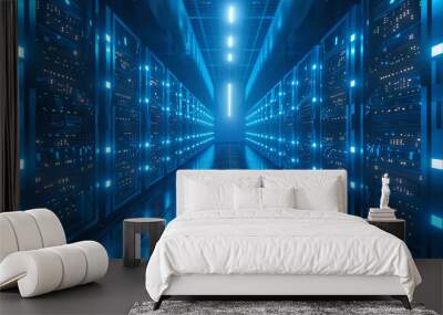 background with lots of light spots server room Wall mural