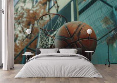 basketball hoop and ball Wall mural