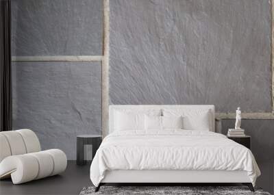 Large gray stone tiles with white seams  Wall mural