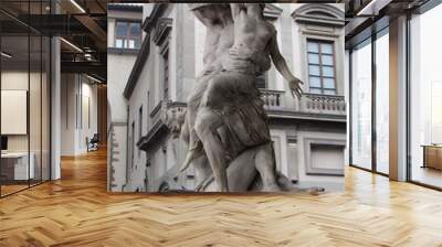 The statue of The Rape of Polyxena by Pio Fedi located in the Loggia dei Lanzi at the Piazza della Signoria in Florence, Italy Wall mural