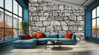 Old white stone wall  closeup Wall mural