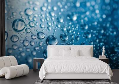 Closeup abstract blue water droplets texture Wall mural