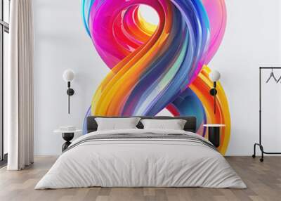 colorful abstract vibrant artistic ribbon swirl infinity loop design modern art 3d motion dynamic bright multicolor digital flowing smooth glossy creativity shape  Wall mural