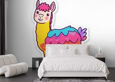 llama cute animals colorful llama cartoon llama animal illustration playful design kids art fun stickers vibrant colors character design alpine creature  Wall mural