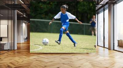 girl playing soccer Wall mural